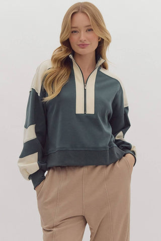 Best Bet Half Zip Pullover Top 2 COLORS! - Simply Me Boutique