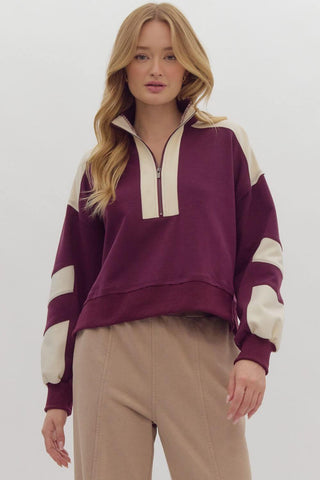 Best Bet Half Zip Pullover Top 2 COLORS! - Simply Me Boutique