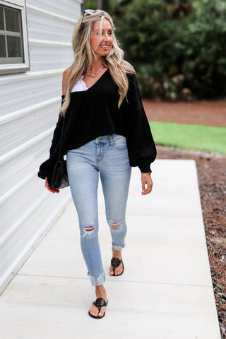 BLACK Be the Reason Reversible Crop Sweater - Simply Me Boutique