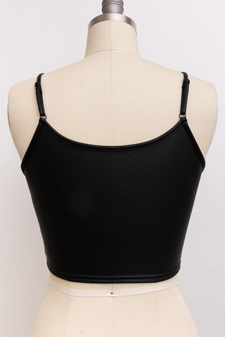 Black Faux Leather Cami Crop Top - Simply Me Boutique