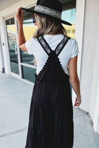 BLACK Free Spirit Lace Trim Wide Leg Overalls - Simply Me Boutique