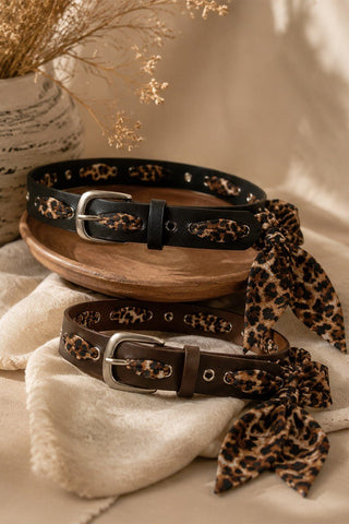 Black Leopard Scarf Grommet Belt - Simply Me Boutique