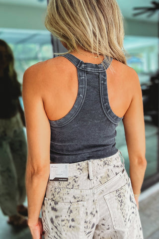 Black Mineral Washed Tank Top - Simply Me Boutique