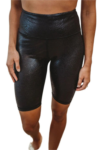 Black Snake Print Biker Shorts - Simply Me Boutique