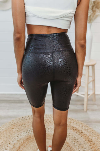 Black Snake Print Biker Shorts - Simply Me Boutique