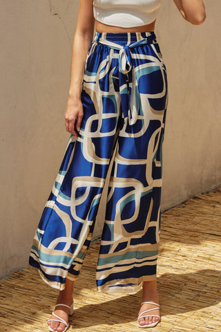 *Blue Abstract Wide Leg Pants - Simply Me Boutique