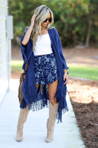 Blue Meadow Floral Printed Skort - Simply Me Boutique