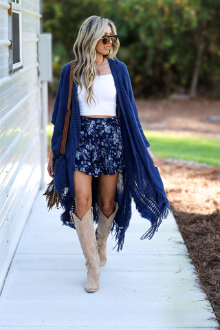 Blue Meadow Floral Printed Skort - Simply Me Boutique