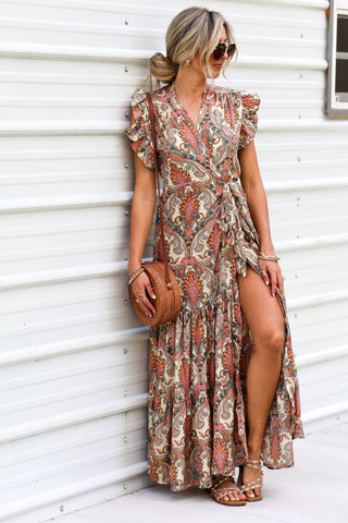 Boho Dreams Cream Ruffle Wrap Dress - Simply Me Boutique
