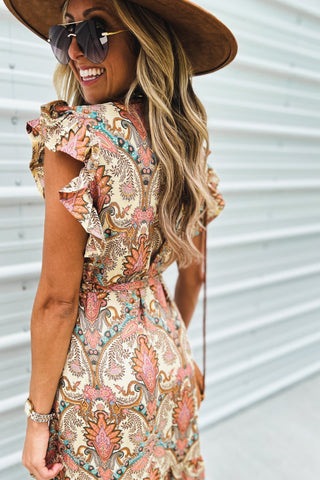 Boho Dreams Cream Ruffle Wrap Dress - Simply Me Boutique