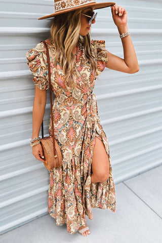 Boho Dreams Cream Ruffle Wrap Dress - Simply Me Boutique