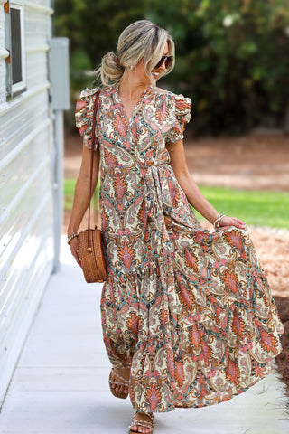 Boho Dreams Cream Ruffle Wrap Dress - Simply Me Boutique