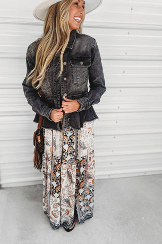 Boho Mosaic Smocked Strapless Cutout Maxi Dress - Simply Me Boutique