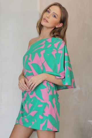 Bold Tropics One Sleeve Bodycon Dress - Simply Me Boutique