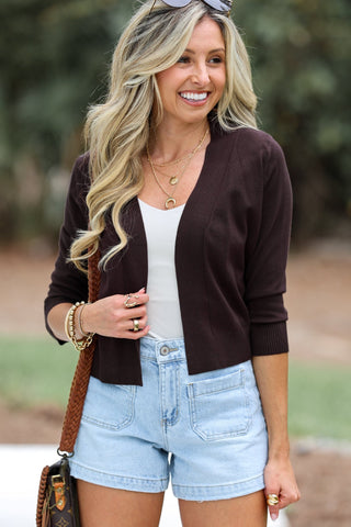 Brown Finishing Touch Bolero Cardigan - Simply Me Boutique