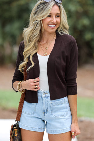 Brown Finishing Touch Bolero Cardigan - Simply Me Boutique
