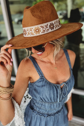 Brown Flower Ribbon Hat - Simply Me Boutique