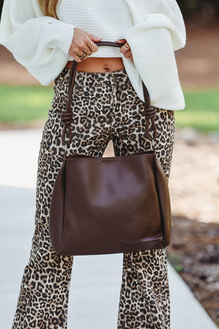 Brown MINIMALIST UNDERARM SHOULDER TOTE BAG - Simply Me Boutique