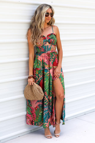 Calypso Coral Cutout Maxi Dress - Simply Me Boutique