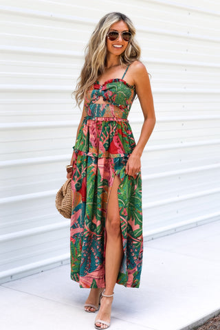 Calypso Coral Cutout Maxi Dress - Simply Me Boutique
