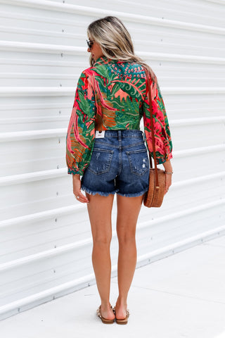 Calypso Coral Tie Front Top - Simply Me Boutique