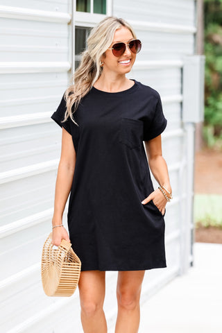 Casual Days T Shirt Dress (Black) - Simply Me Boutique