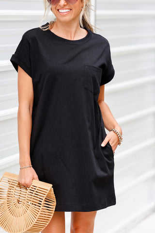 Casual Days T Shirt Dress (Black) - Simply Me Boutique