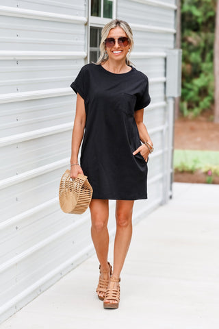 Casual Days T Shirt Dress (Black) - Simply Me Boutique