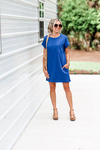*Casual Days T Shirt Dress (Light Navy) - Simply Me Boutique