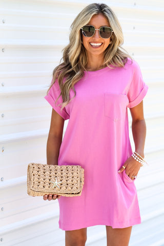 Casual Days T Shirt Dress (Pink) - Simply Me Boutique