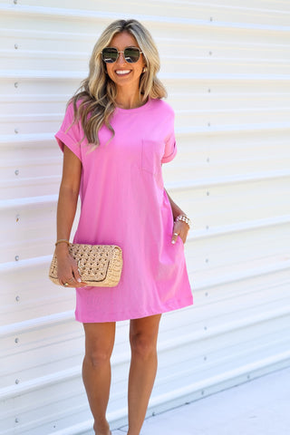Casual Days T Shirt Dress (Pink) - Simply Me Boutique