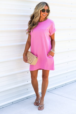 Casual Days T Shirt Dress (Pink) - Simply Me Boutique