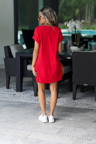 Casual Days T Shirt Dress (Red) - Simply Me Boutique