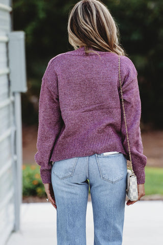 Casual Moves Button Front Heathered Eggplant Cardigan - Simply Me Boutique