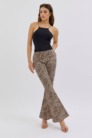 CELLO Blakeley Leopard Mid Rise Flare Jeans - Simply Me Boutique