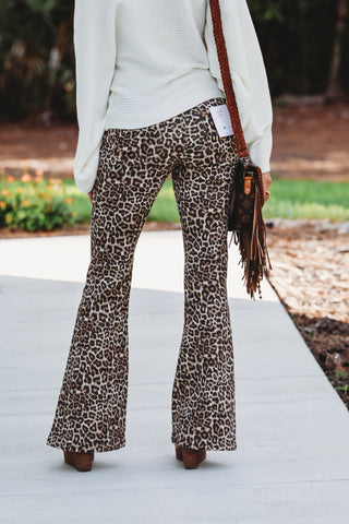 CELLO Blakeley Leopard Mid Rise Flare Jeans - Simply Me Boutique