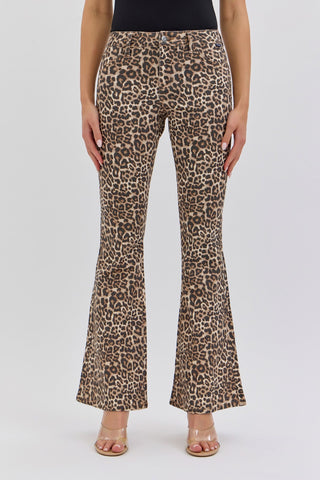 CELLO Blakeley Leopard Mid Rise Flare Jeans - Simply Me Boutique