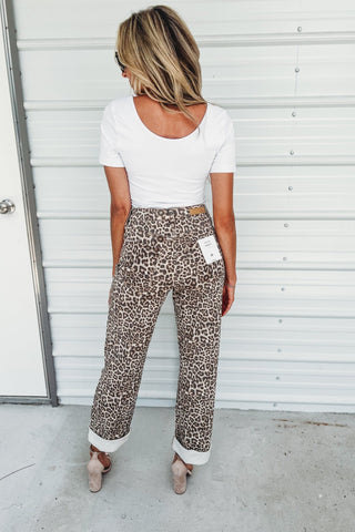 CELLO Jada Super High Rise Straight Fit Leopard Jeans - Simply Me Boutique