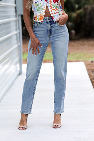 CELLO Jordyn Ultra High Rise Straight Leg Jeans - Simply Me Boutique