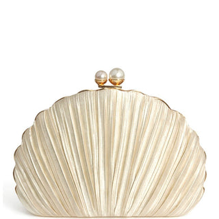 Champagne Pleated Seashell Evening Bag - Simply Me Boutique