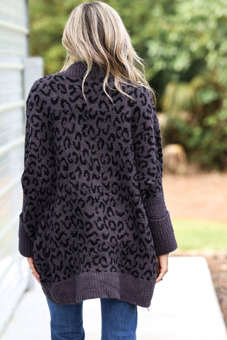 Charcoal Not a Moment Too Soon Leopard Cardigan - Simply Me Boutique