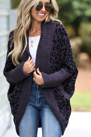 Charcoal Not a Moment Too Soon Leopard Cardigan - Simply Me Boutique