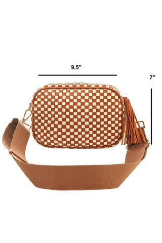 Checkered Woven Carryall Bag - Simply Me Boutique