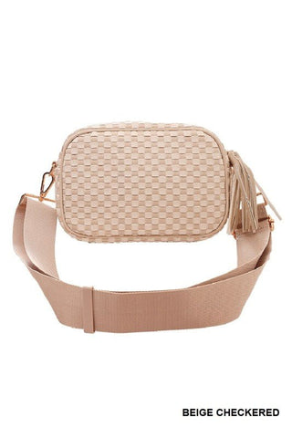 Checkered Woven Carryall Bag - Simply Me Boutique
