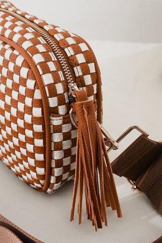 Checkered Woven Carryall Bag - Simply Me Boutique