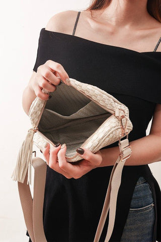 Checkered Woven Carryall Bag - Simply Me Boutique