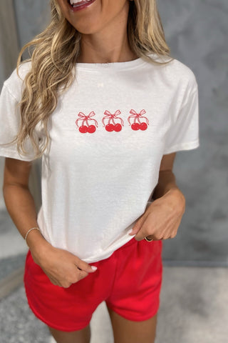 Cherry Trio Crop Tee - Simply Me Boutique