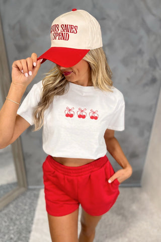 Cherry Trio Crop Tee - Simply Me Boutique