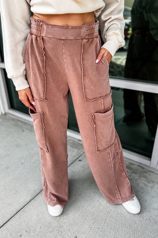 Chestnut Cargo Sweatpants - Simply Me Boutique