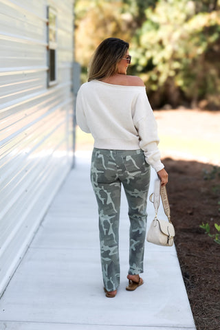 Chic Comfort Beige Boatneck Cropped Sweatshirt - Simply Me Boutique